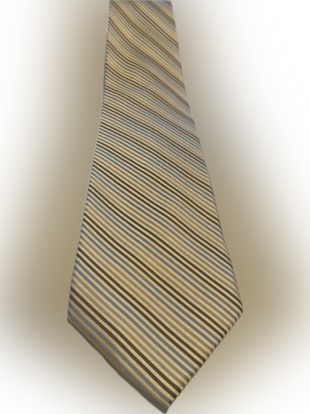 Claiborne Gold and Blue Striped Silk Tie